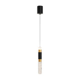 Modern Black and Gold Cylinder LED Pendant Light Three Step Dimming Hanging Lamp for Bedroom and Kitchen