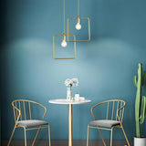 Modern Black and Gold Geometric Pendant Light Rounded Square Metal Hanging Fixture