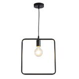Modern Black and Gold Geometric Pendant Light Rounded Square Metal Hanging Fixture