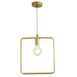 Modern Black and Gold Geometric Pendant Light Rounded Square Metal Hanging Fixture