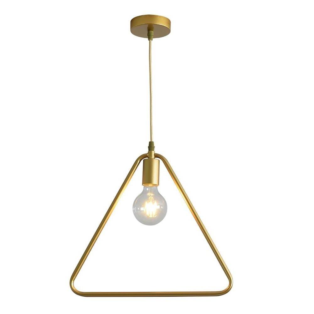 Modern Black and Gold Geometric Pendant Light Rounded Square Metal Hanging Fixture