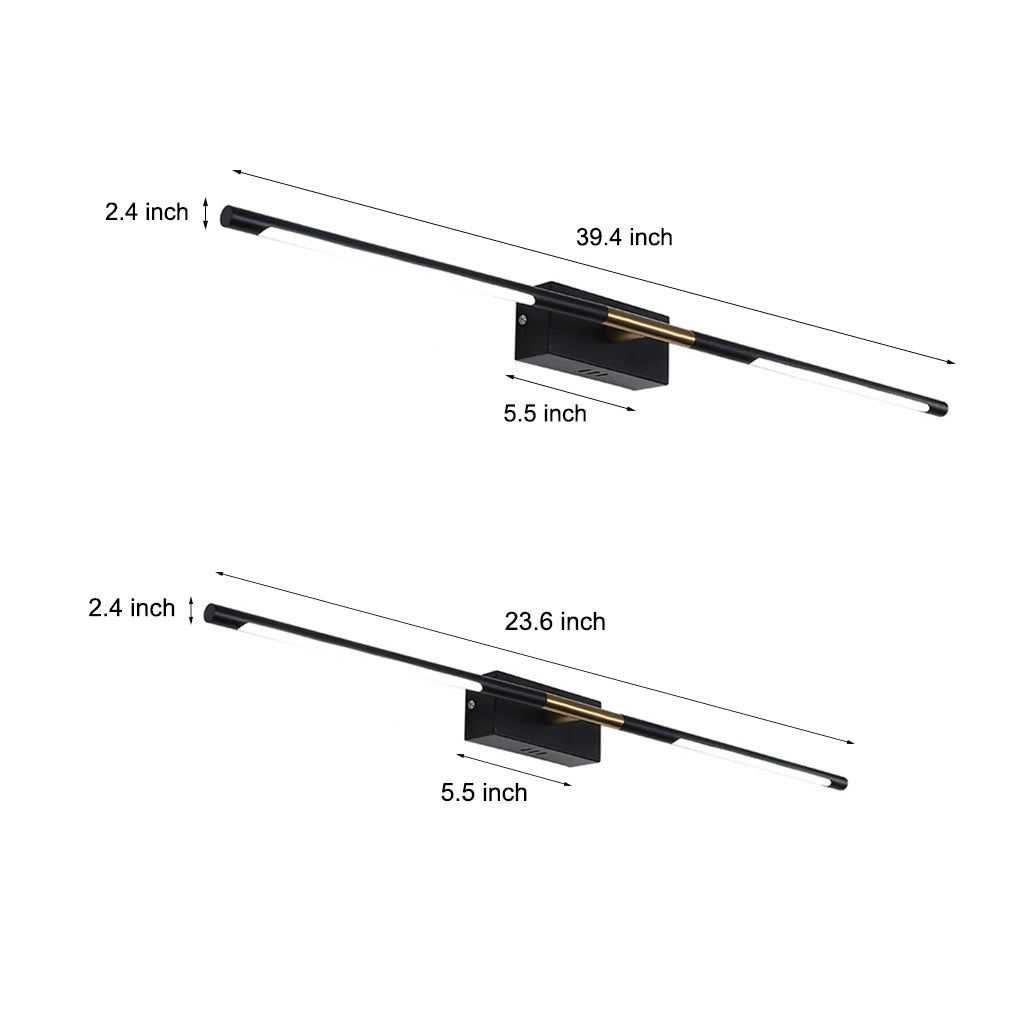 Modern Black and Gold Linear LED Bathroom Vanity Light Wall Sconce for Mirror and Powder Room