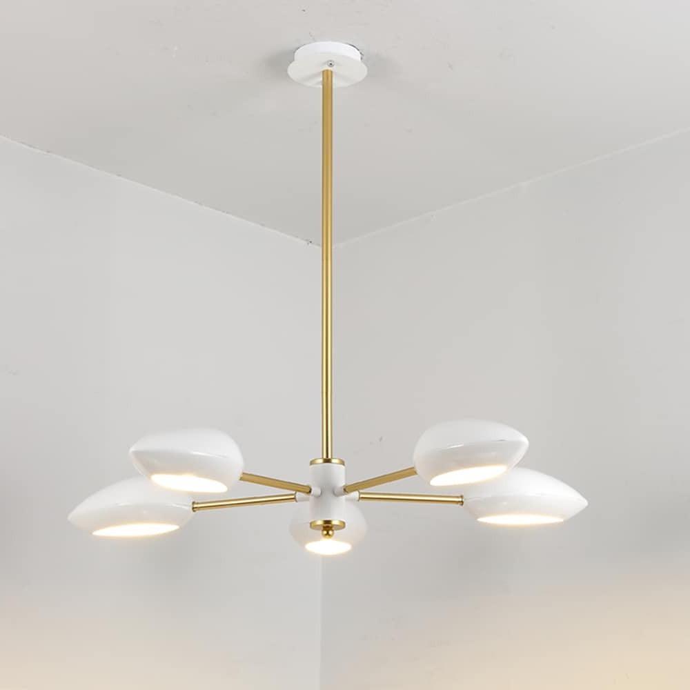 Modern Black and Gold Sputnik Chandelier 5 Light Mid Century Modern Pendant Lighting Fixture