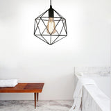 Modern Black and Rose Gold Geometric Metal Cage LED Pendant Light Fixture