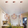 Modern Black and Rose Gold Geometric Metal Cage LED Pendant Light Fixture
