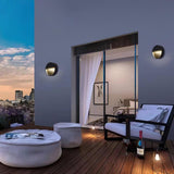 Modern Black Circular LED Outdoor Step Light and Exterior Wall Sconce for Patios and Stairways