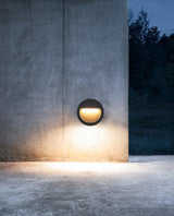 Modern Black Circular LED Outdoor Step Light and Exterior Wall Sconce for Patios and Stairways