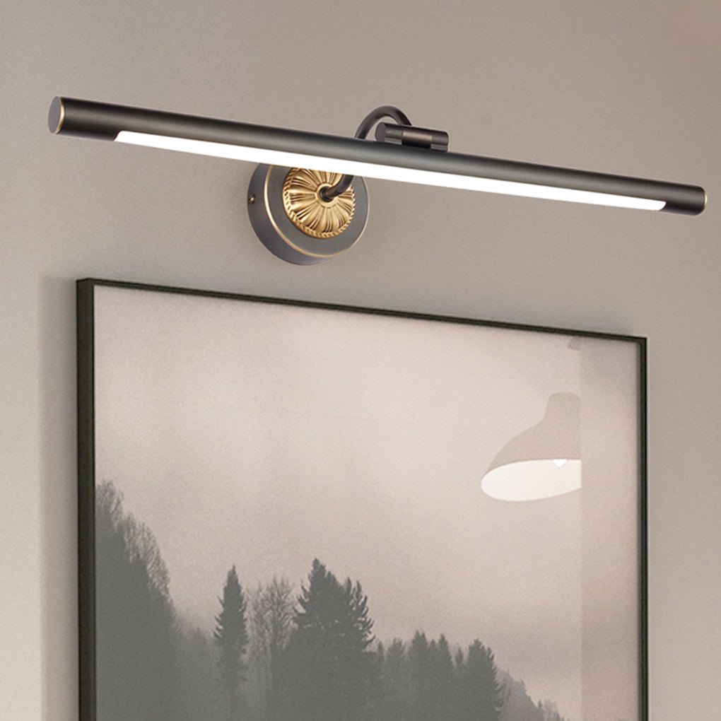 Modern Black Copper Adjustable LED Bathroom Vanity Light and Rotatable Linear Wall Sconce
