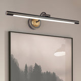 Modern Black Copper Adjustable LED Bathroom Vanity Light and Rotatable Linear Wall Sconce