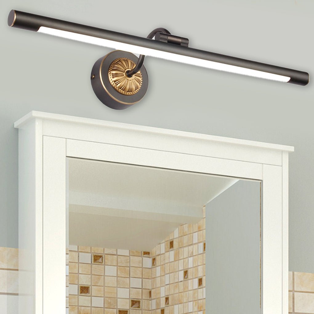 Modern Black Copper Adjustable LED Bathroom Vanity Light and Rotatable Linear Wall Sconce