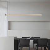 Modern Black Copper Linear LED Island Pendant Light with Textured Glass Shade and Dimmable Remote Control