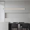 Modern Black Copper Linear LED Island Pendant Light with Textured Glass Shade and Dimmable Remote Control