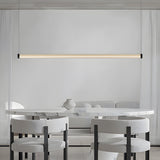 Modern Black Copper Linear LED Island Pendant Light with Textured Glass Shade and Dimmable Remote Control