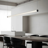 Modern Black Copper Linear LED Island Pendant Light with Textured Glass Shade and Dimmable Remote Control