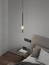 Modern Black Crystal Seeded Glass LED Pendant Light Adjustable Hanging Lamp for Interior Spaces