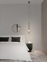 Modern Black Crystal Seeded Glass LED Pendant Light Adjustable Hanging Lamp for Interior Spaces