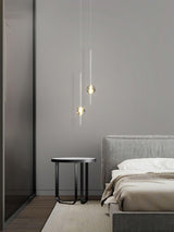 Modern Black Crystal Seeded Glass LED Pendant Light Adjustable Hanging Lamp for Interior Spaces