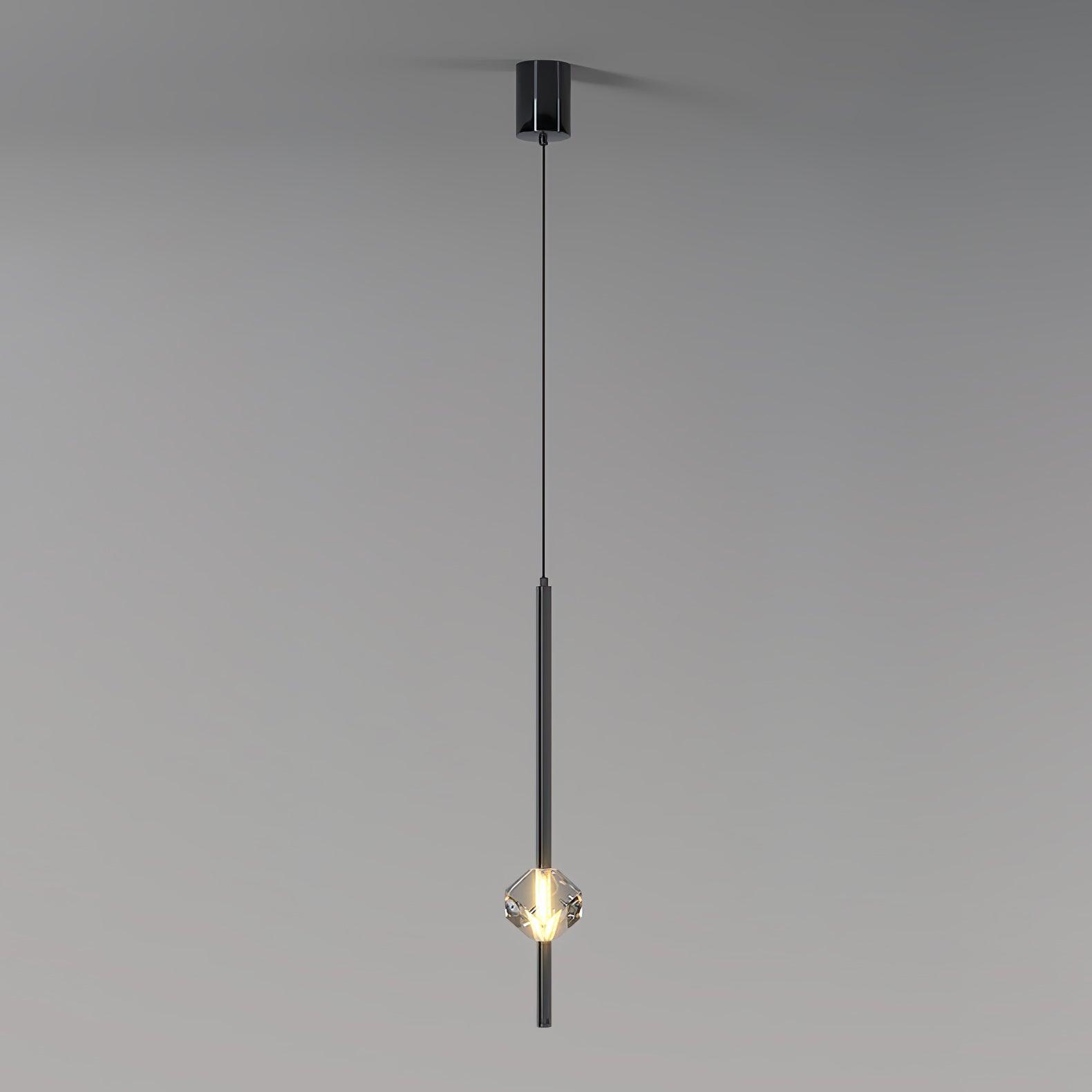 Modern Black Crystal Seeded Glass LED Pendant Light Adjustable Hanging Lamp for Interior Spaces