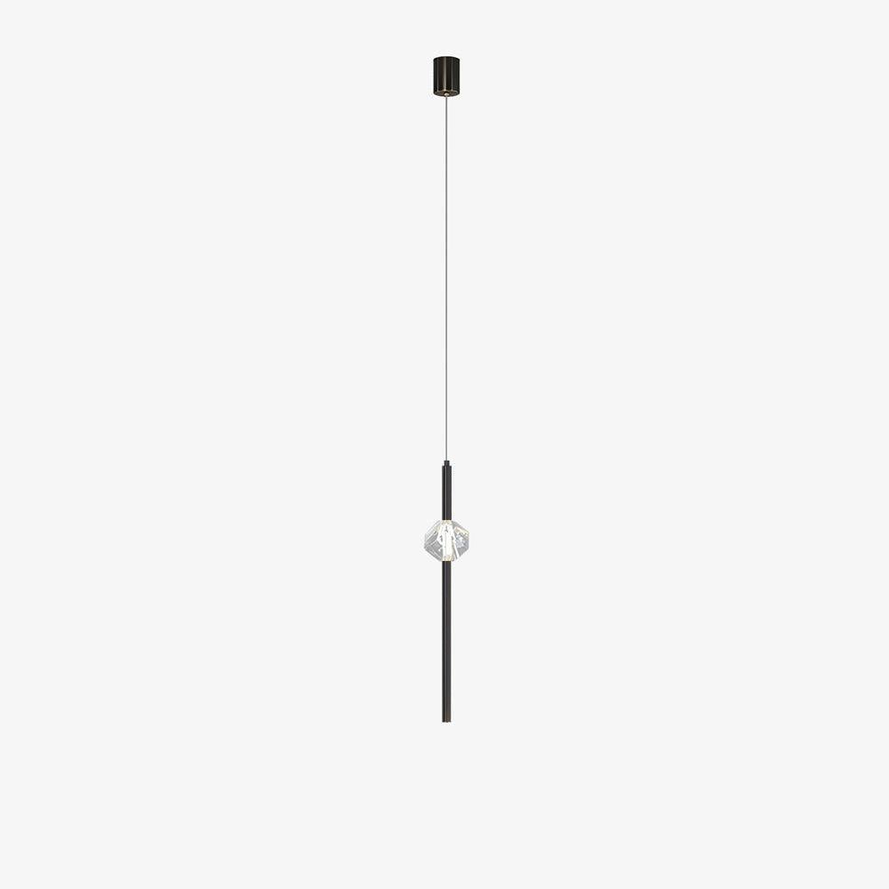 Modern Black Crystal Seeded Glass LED Pendant Light Adjustable Hanging Lamp for Interior Spaces