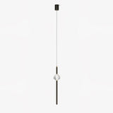 Modern Black Crystal Seeded Glass LED Pendant Light Adjustable Hanging Lamp for Interior Spaces