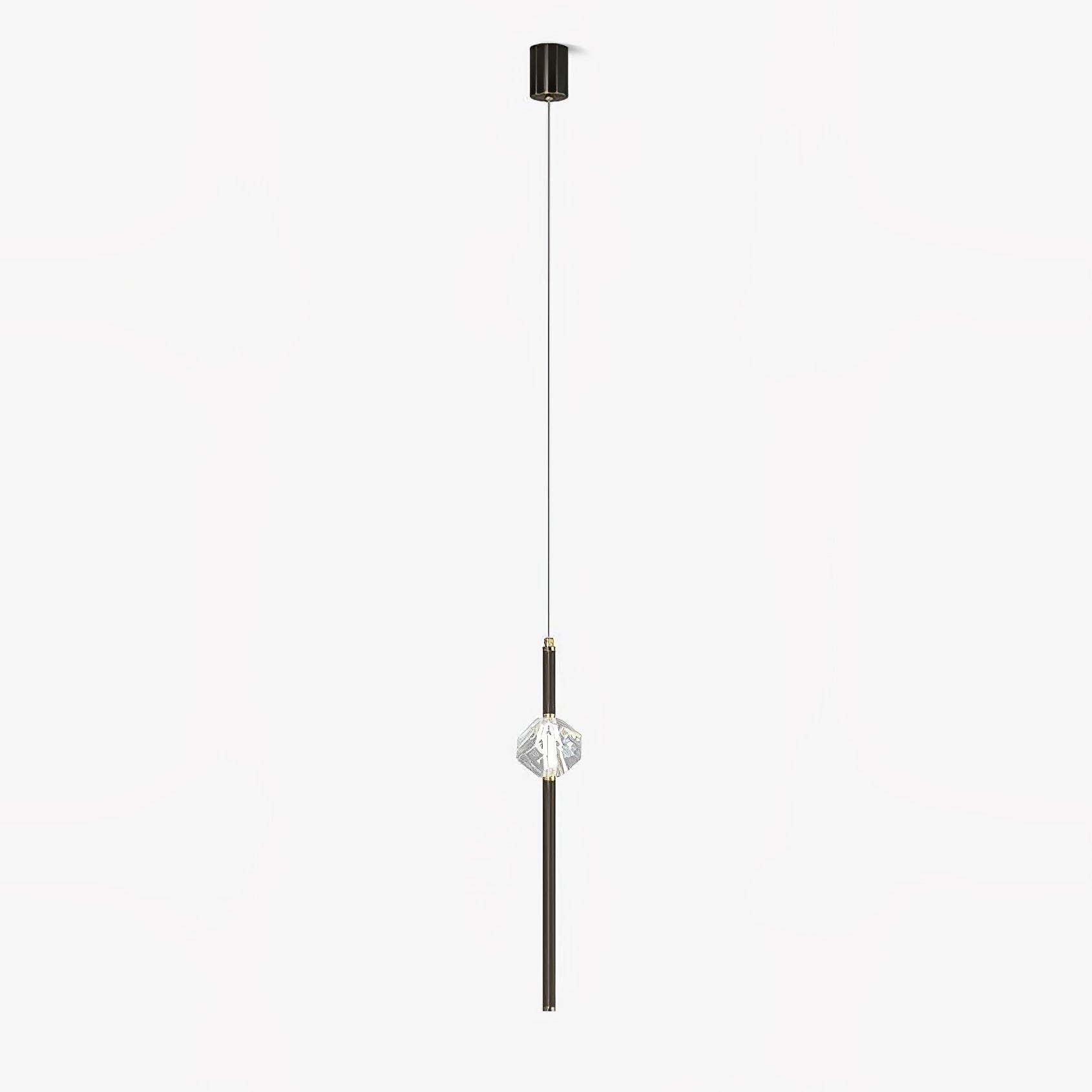Modern Black Crystal Seeded Glass LED Pendant Light Adjustable Hanging Lamp for Interior Spaces