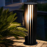 Modern Black Cylindrical Solar LED Pathway Lights IP65 Waterproof Outdoor Garden Landscape Lamp