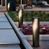 Modern Black Cylindrical Solar LED Pathway Lights IP65 Waterproof Outdoor Garden Landscape Lamp