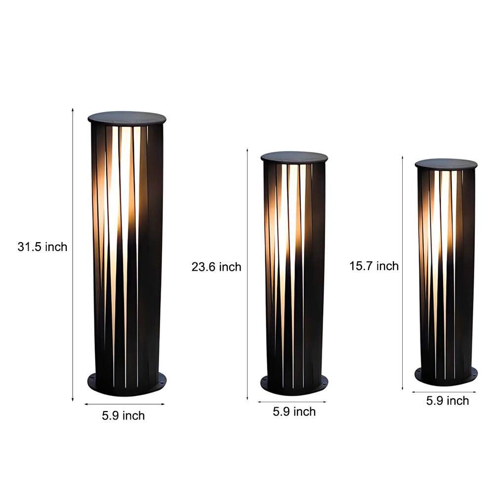Modern Black Cylindrical Solar LED Pathway Lights IP65 Waterproof Outdoor Garden Landscape Lamp