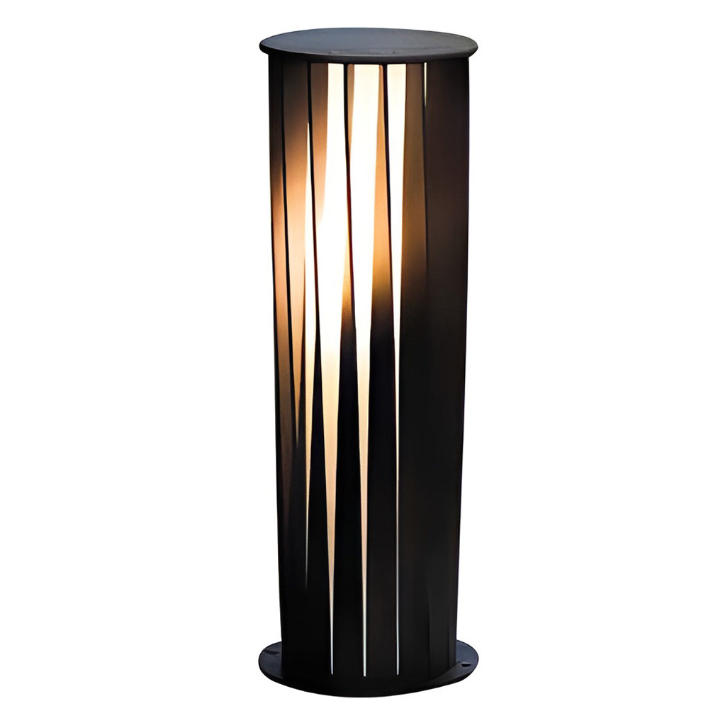 Modern Black Cylindrical Solar LED Pathway Lights IP65 Waterproof Outdoor Garden Landscape Lamp