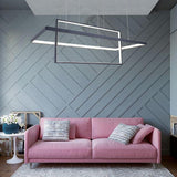 Modern Black Double Rectangle LED Pendant Light Hanging Ceiling Fixture for Dining Room