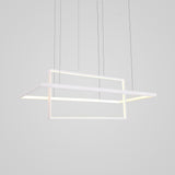 Modern Black Double Rectangle LED Pendant Light Hanging Ceiling Fixture for Dining Room