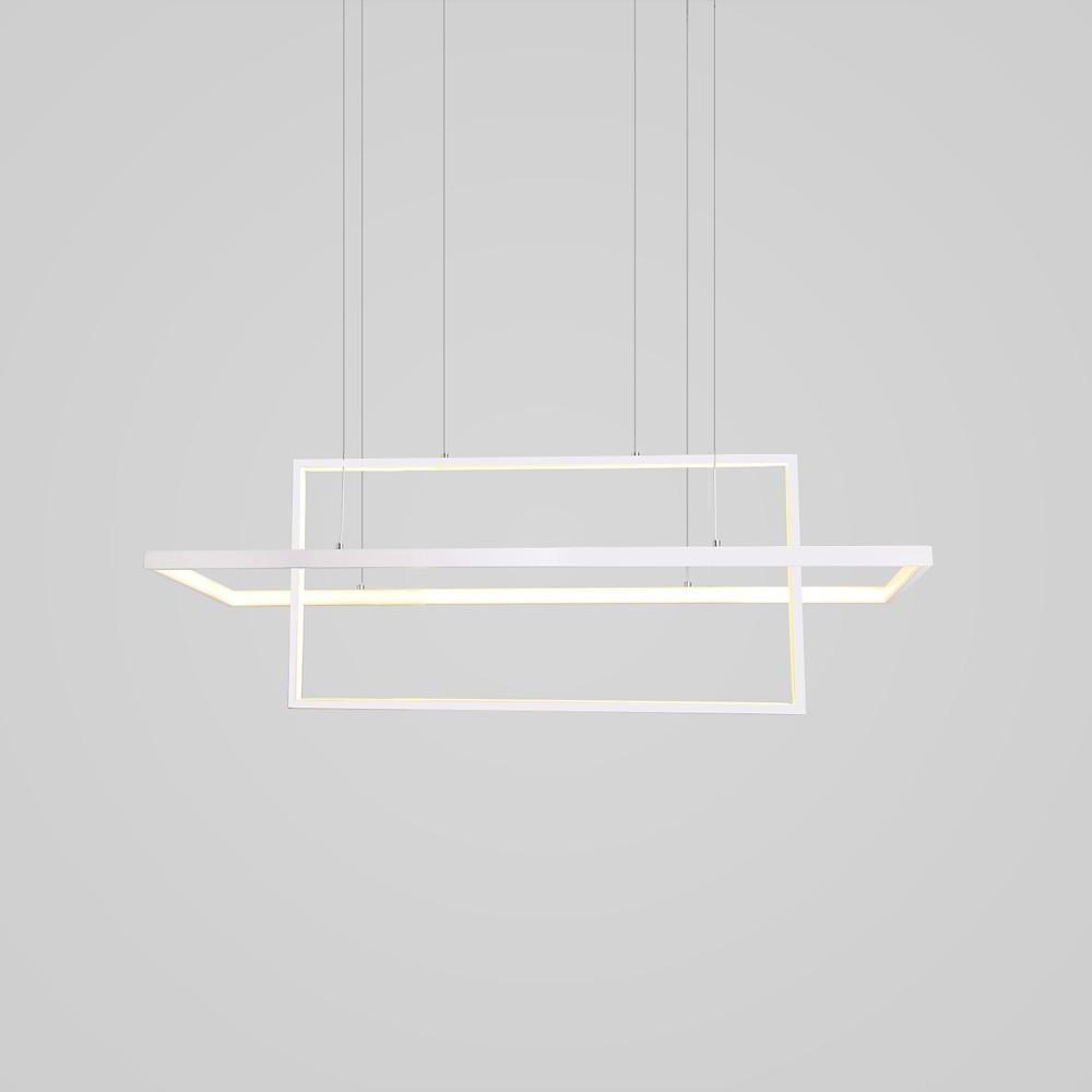 Modern Black Double Rectangle LED Pendant Light Hanging Ceiling Fixture for Dining Room