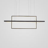 Modern Black Double Rectangle LED Pendant Light Hanging Ceiling Fixture for Dining Room