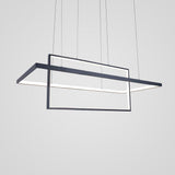 Modern Black Double Rectangle LED Pendant Light Hanging Ceiling Fixture for Dining Room
