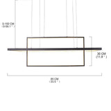 Modern Black Double Rectangle LED Pendant Light Hanging Ceiling Fixture for Dining Room
