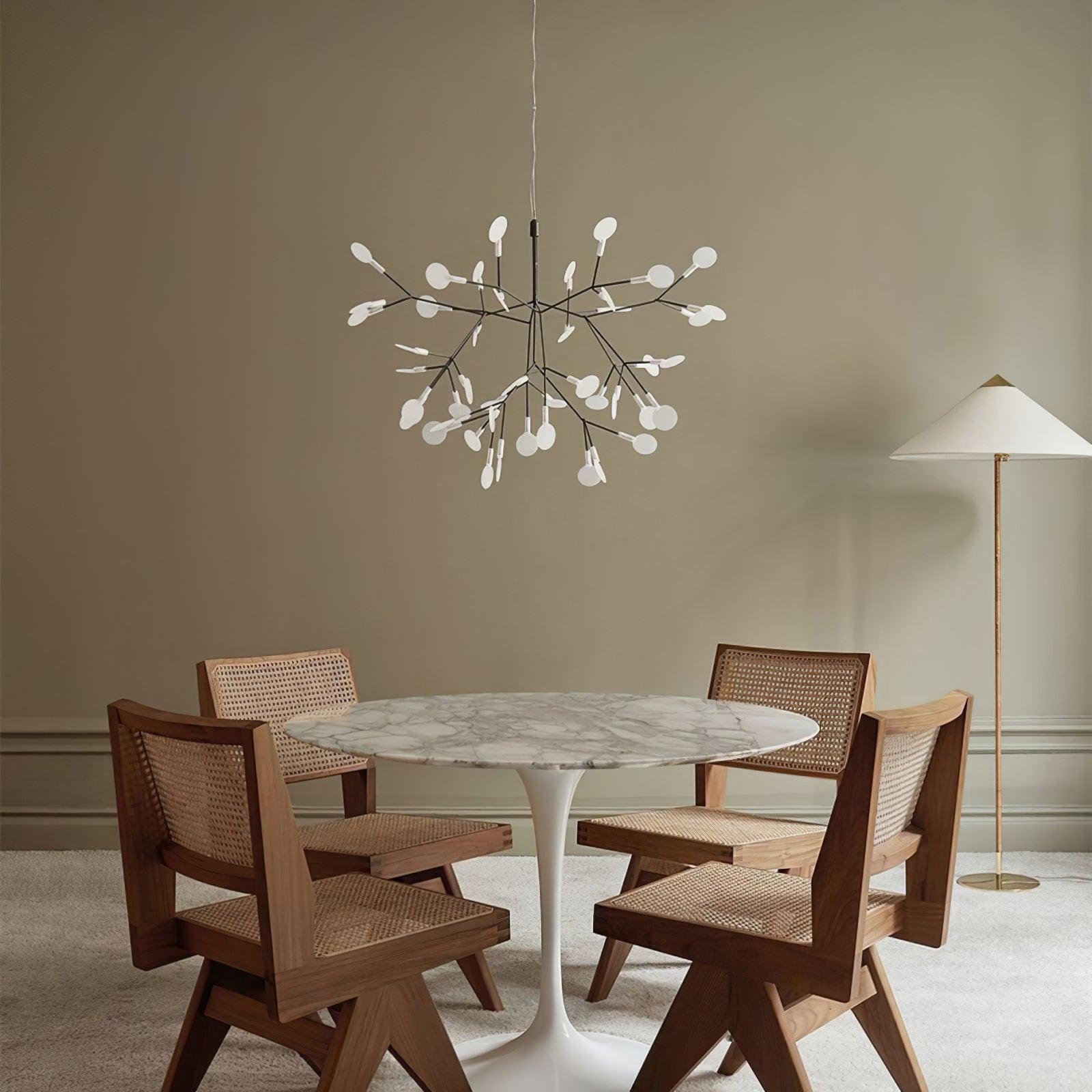 Modern Black Firefly LED Branch Chandelier Botanical Floral Ceiling Light Fixture