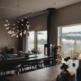 Modern Black Firefly LED Branch Chandelier Botanical Floral Ceiling Light Fixture