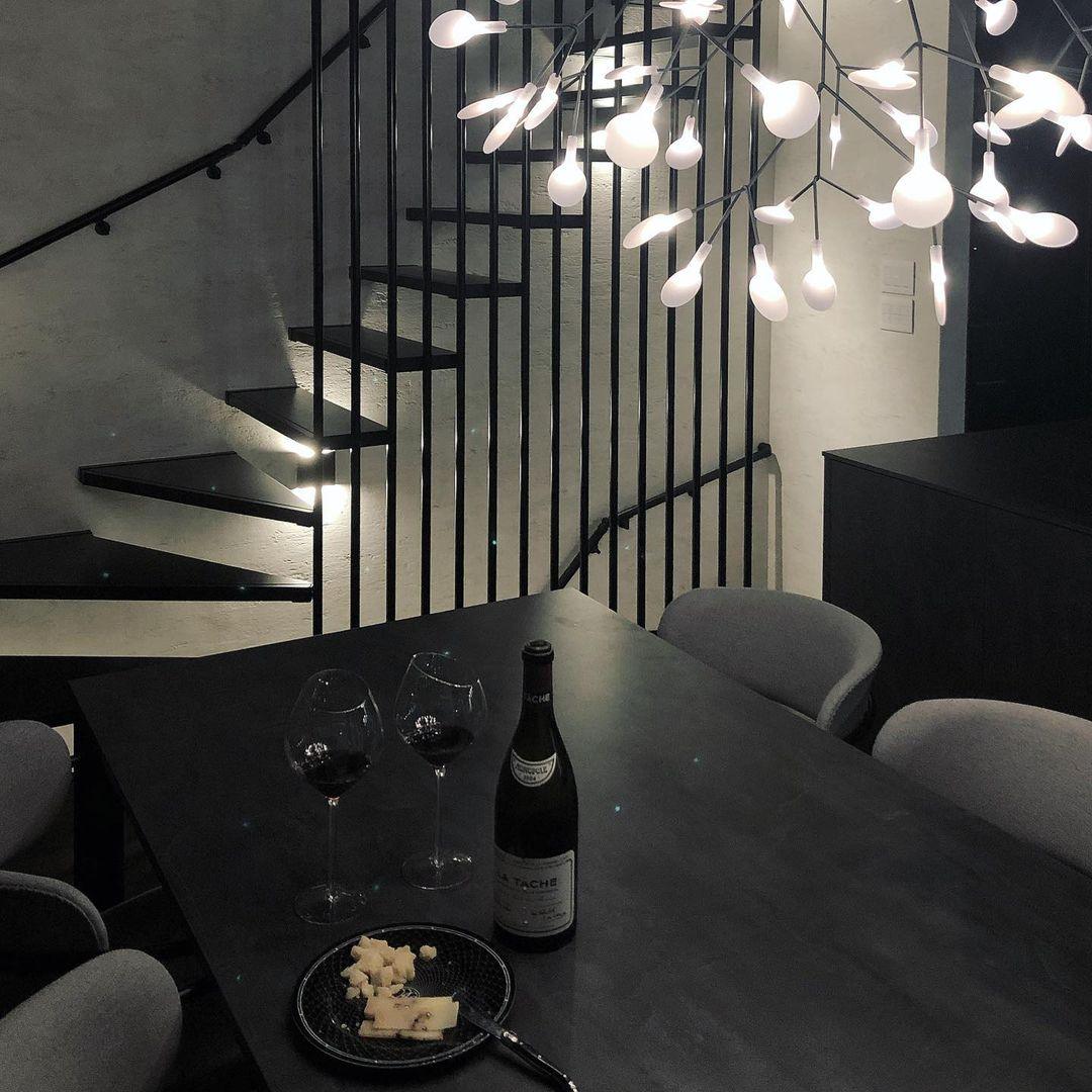 Modern Black Firefly LED Branch Chandelier Botanical Floral Ceiling Light Fixture