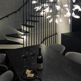 Modern Black Firefly LED Branch Chandelier Botanical Floral Ceiling Light Fixture