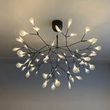 Modern Black Firefly LED Branch Chandelier Botanical Floral Ceiling Light Fixture