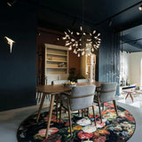 Modern Black Firefly LED Branch Chandelier Botanical Floral Ceiling Light Fixture