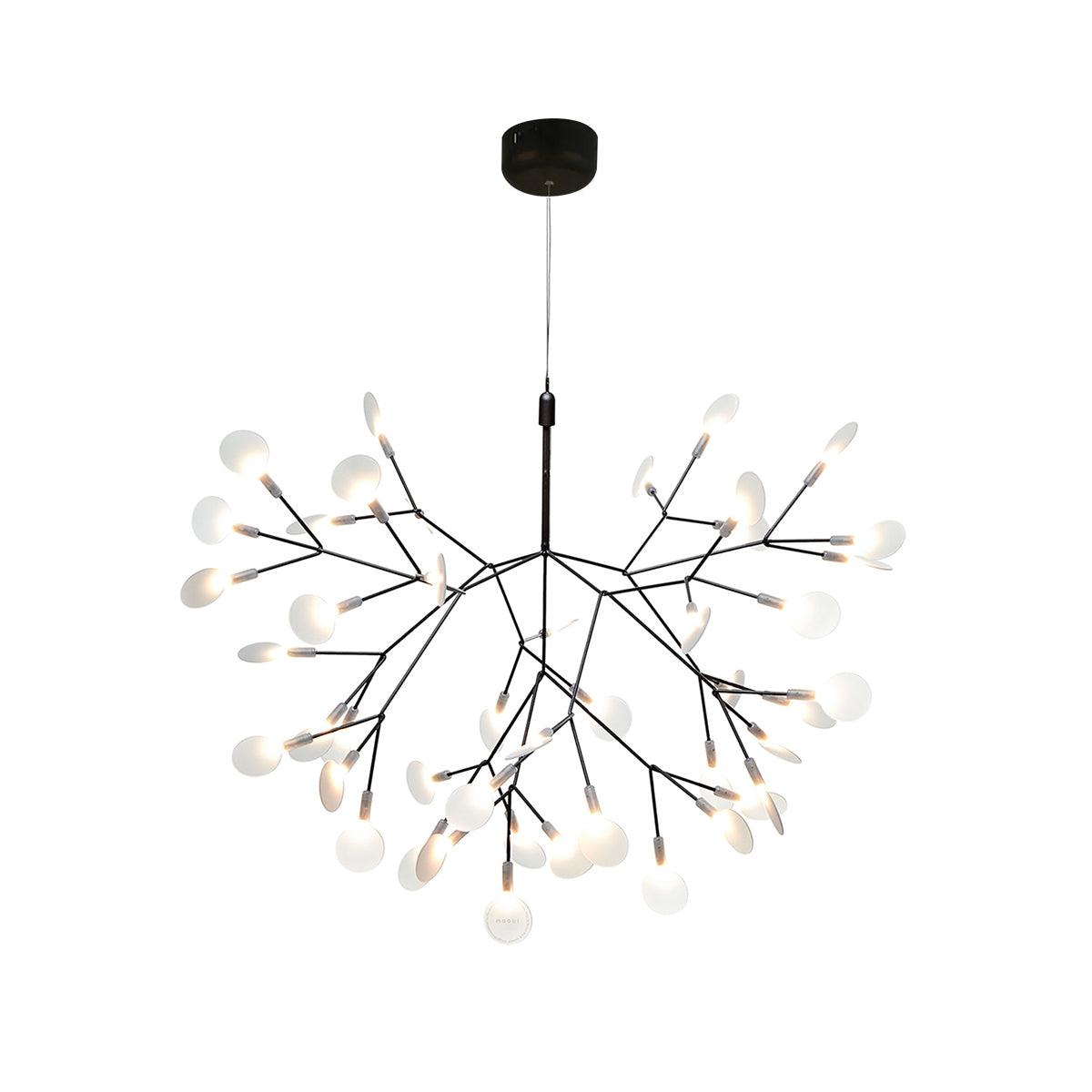 Modern Black Firefly LED Branch Chandelier Botanical Floral Ceiling Light Fixture