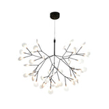 Modern Black Firefly LED Branch Chandelier Botanical Floral Ceiling Light Fixture