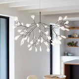 Modern Black Firefly LED Branch Chandelier Botanical Floral Ceiling Light Fixture