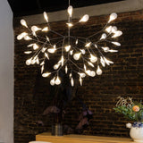 Modern Black Firefly LED Branch Chandelier Botanical Floral Ceiling Light Fixture