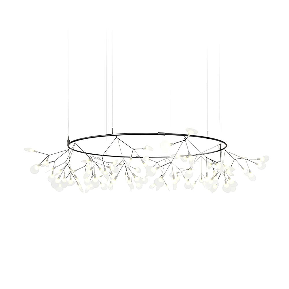 Modern Black Firefly LED Branch Chandelier Botanical Floral Ceiling Light Fixture