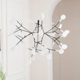 Modern Black Firefly LED Branch Chandelier Botanical Floral Ceiling Light Fixture