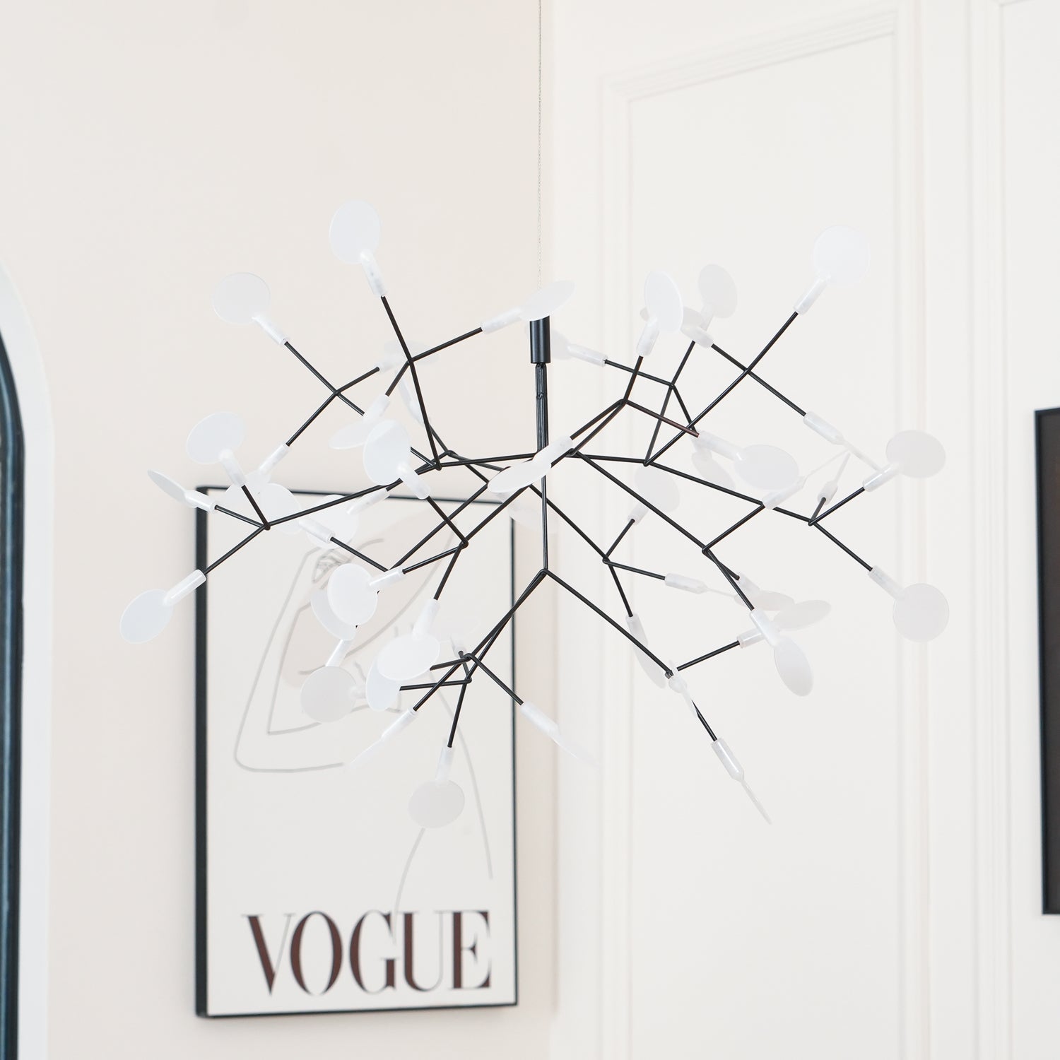 Modern Black Firefly LED Branch Chandelier Botanical Floral Ceiling Light Fixture