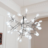 Modern Black Firefly LED Branch Chandelier Botanical Floral Ceiling Light Fixture
