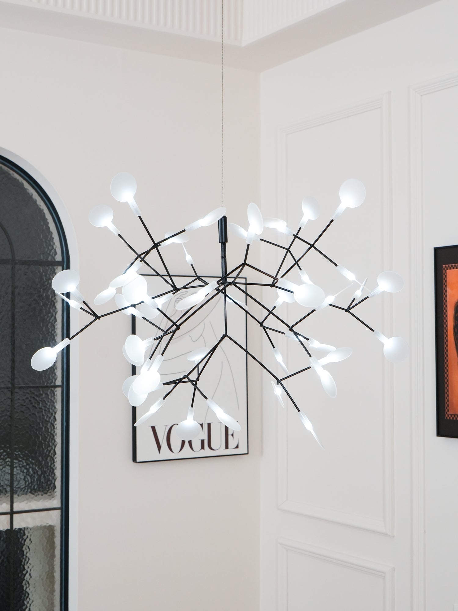 Modern Black Firefly LED Branch Chandelier Botanical Floral Ceiling Light Fixture